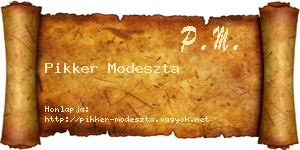 Pikker Modeszta névjegykártya